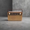 Brown wooden vintage radio, old-fashioned Bluetooth speaker, electronic tube sound effect, home decoration item details Picture